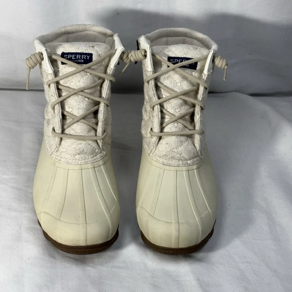 Sperry Women's Syren‎ Gulf Wool Quilt Duck Boots Waterproof Ivory Size 8 M - Picture 6 of 16